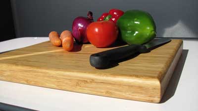 bamboo cutting board made out of hard strand woven bamboo